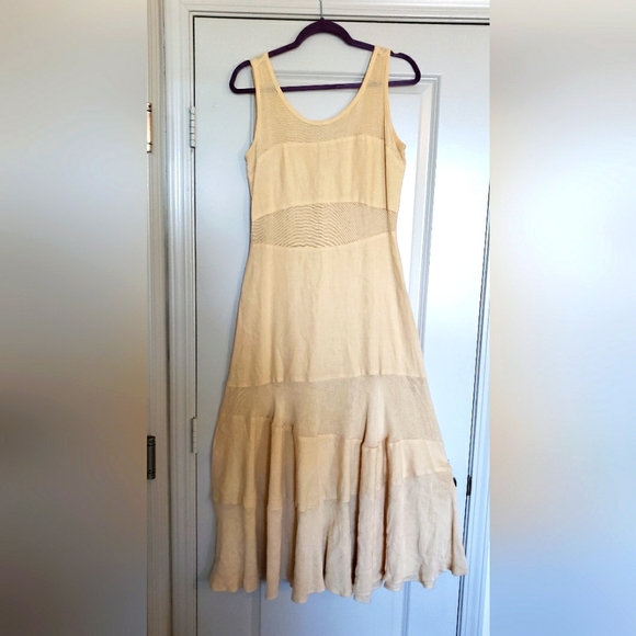 Vintage Dress 1990s Linen Ranchwear Prairie - Picture 1 of 7